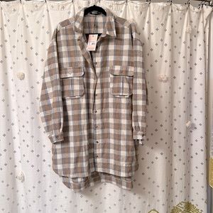 NWT plaid long shacket